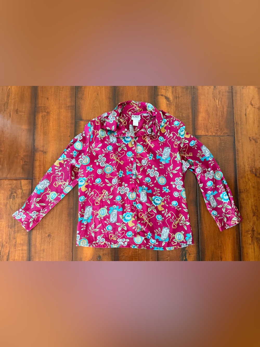 Koret Fuchsia Floral Button-Front Blouse
